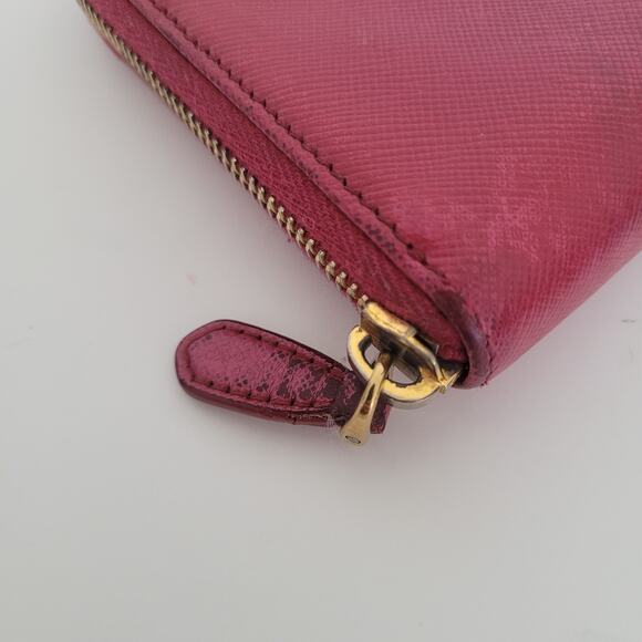 PRADA Authentic Pink Saffiano Leather Logo Wallet Zip Around Large Accordion - Picture 15 of 15
